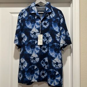Tommy Bahama Blue Camp Shirt Tie Dye size L